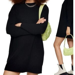 Topshop Black Oversized Knitted Sweater Dress
